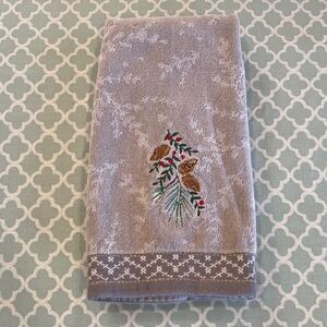 St. Nicholas Square Pinecone Winter Embroidered Bath Hand Towel